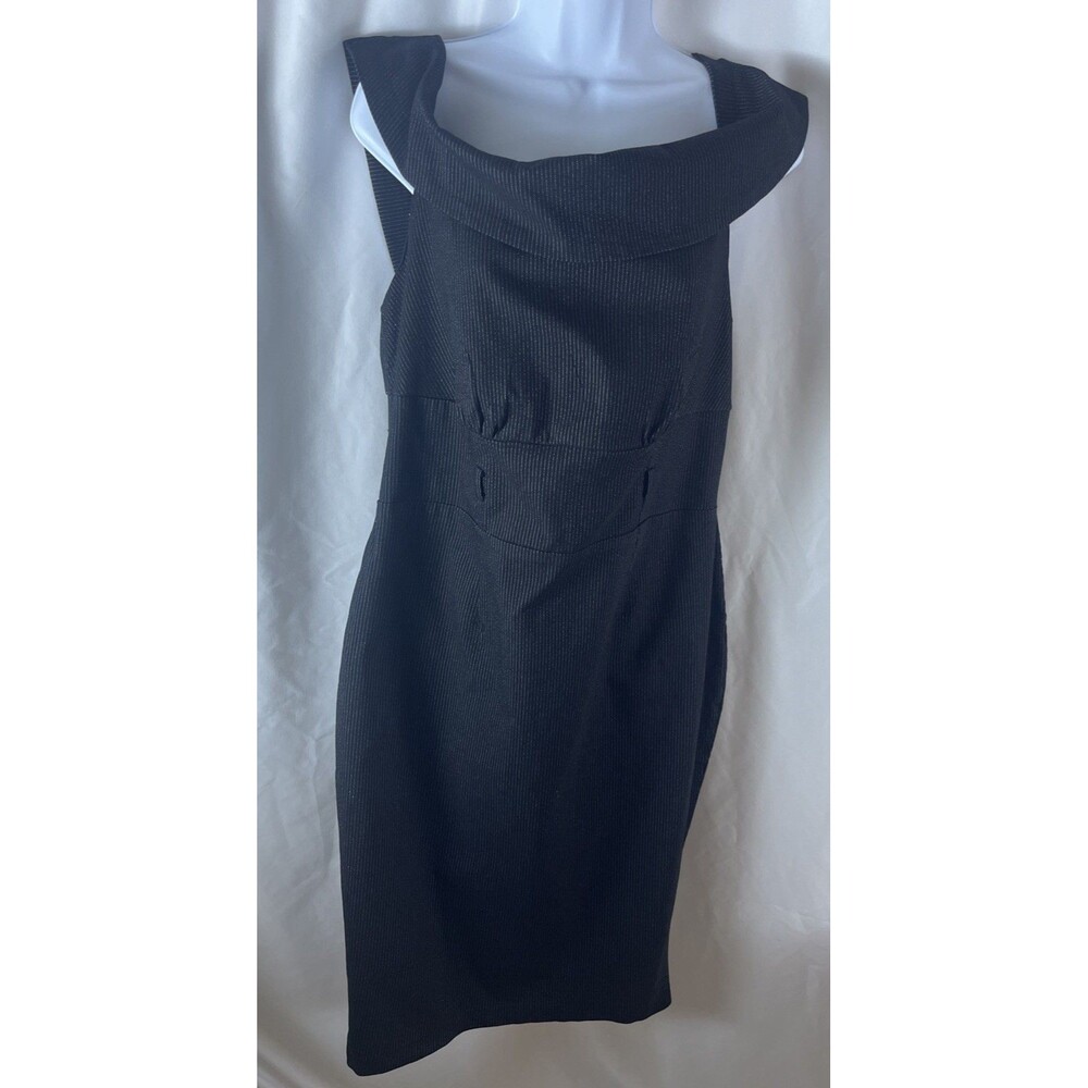 Vintage Torrid Black Pinstripe Womens Sheath Dress Size 16 Classic Office Core - Picture 2 of 9